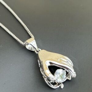 New hand white gold necklace - Hypoallergenic Water resistant